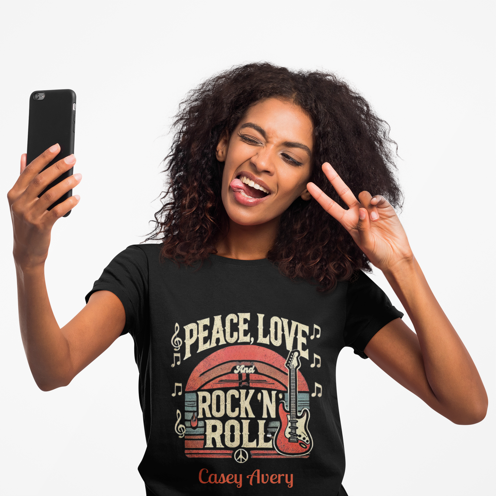 Peace, Love & Rock ’n’ Roll – Music Edition T-Shirt with Guitar & Notes - Image 13