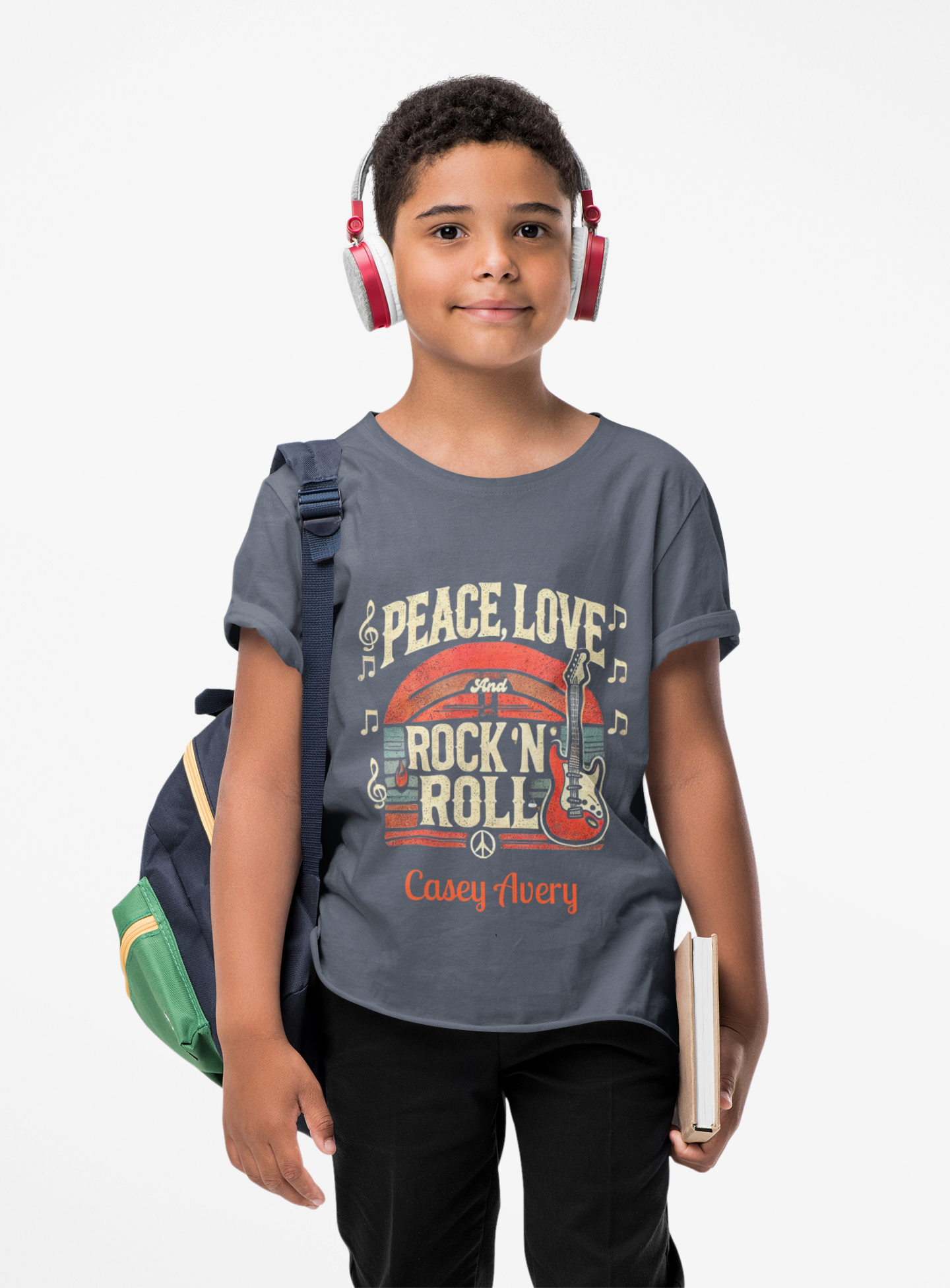Peace, Love & Rock ’n’ Roll – Music Edition T-Shirt with Guitar & Notes - Image 14