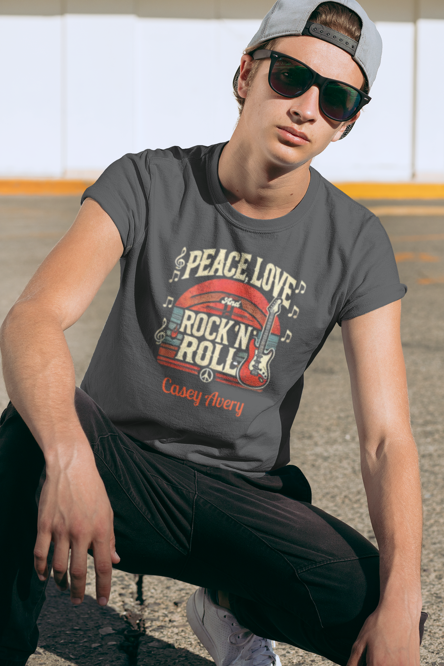 Peace, Love & Rock ’n’ Roll – Music Edition T-Shirt with Guitar & Notes - Image 11