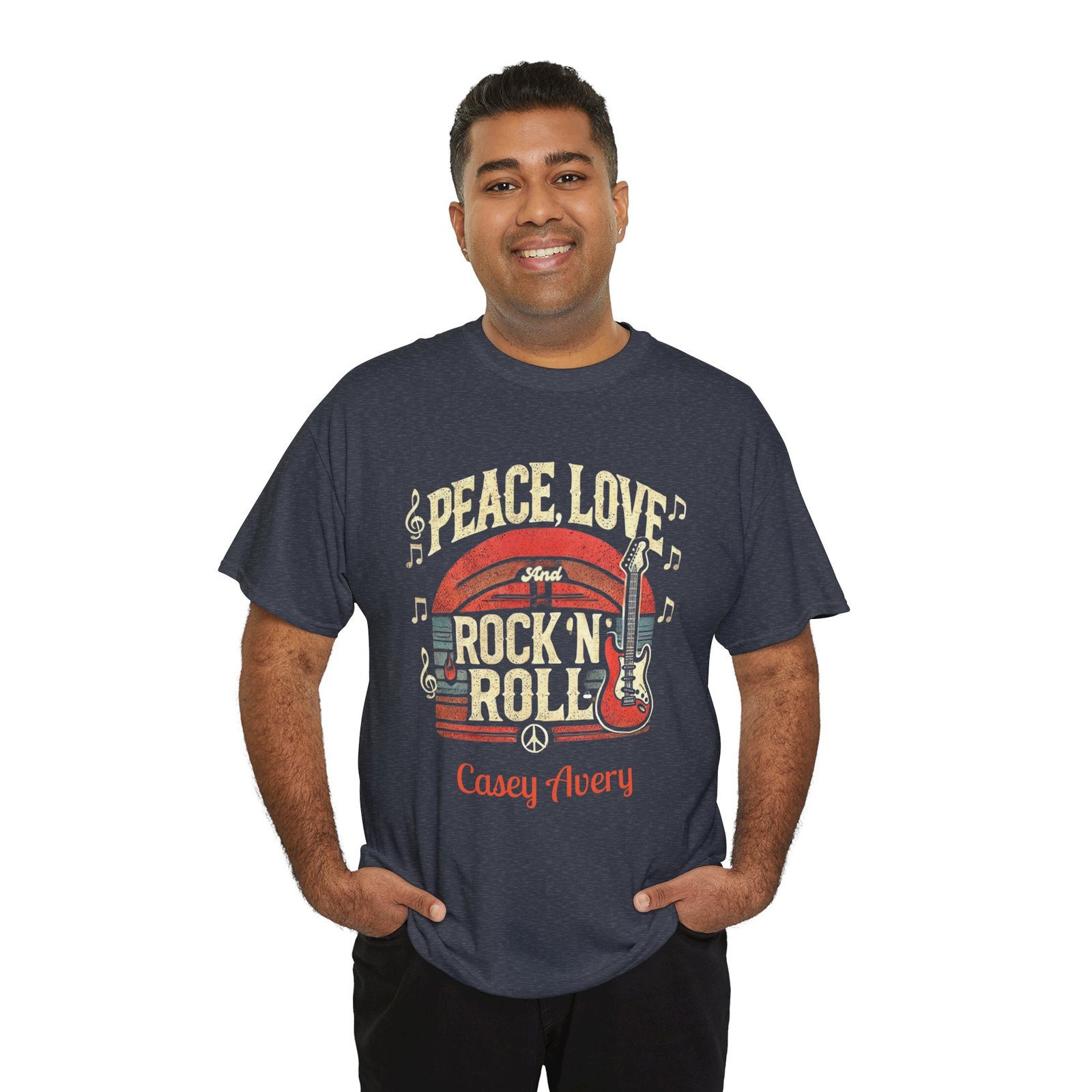 Peace, Love & Rock ’n’ Roll – Music Edition T-Shirt with Guitar & Notes - Image 9