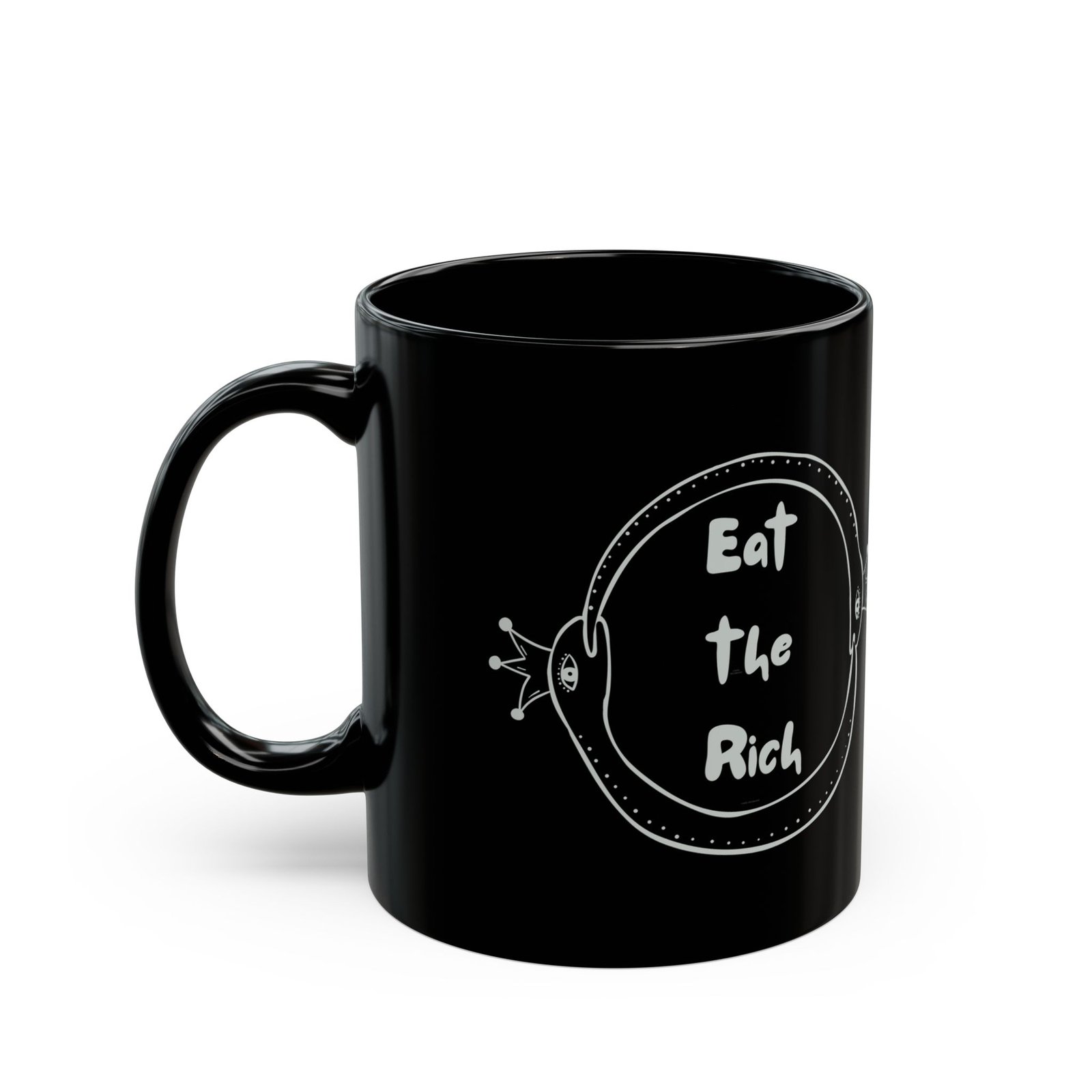 Eat the Rich Black Mug -Double Ouroboros Crown Snakes Edition