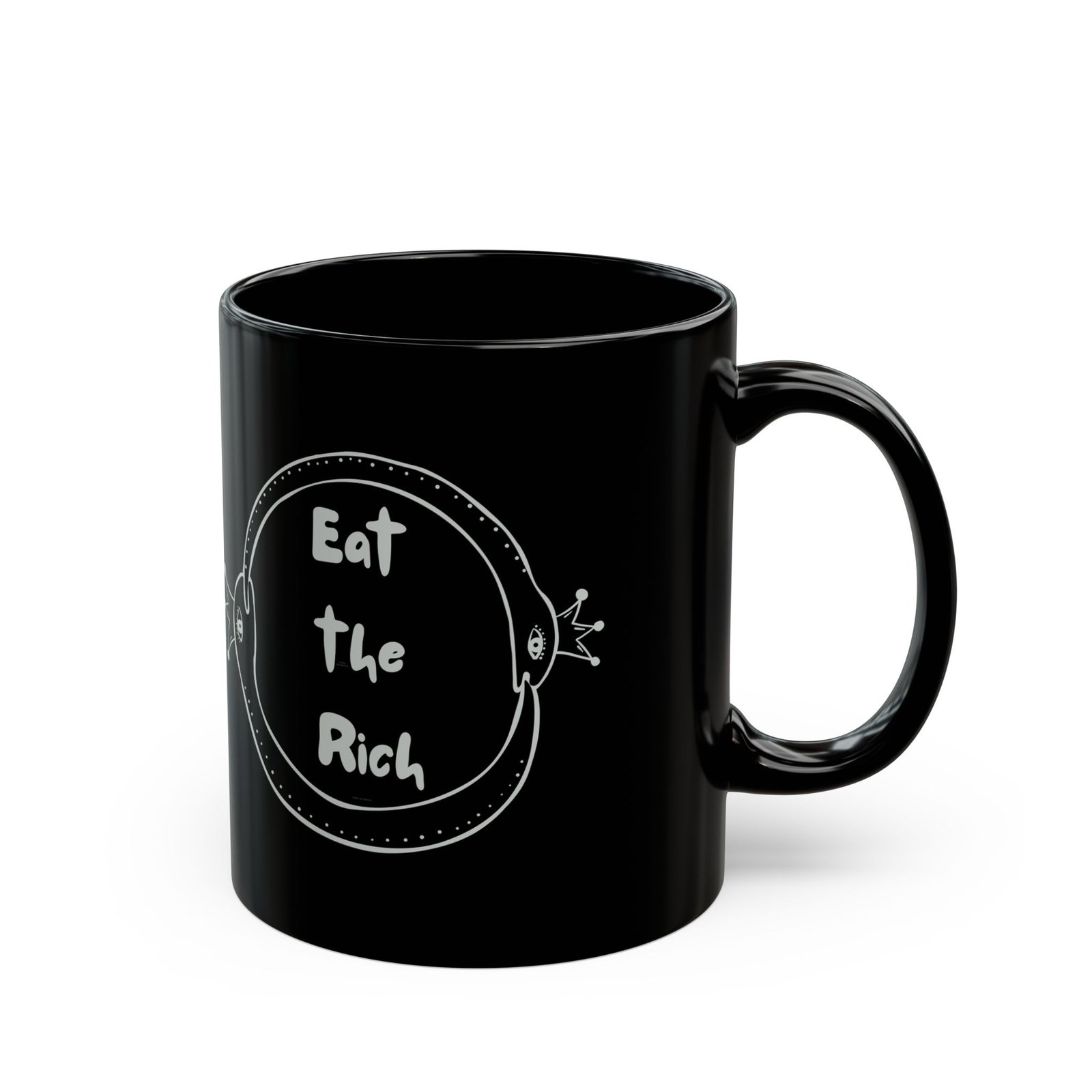 Eat the Rich Black Mug -Double Ouroboros Crown Snakes Edition - Image 3
