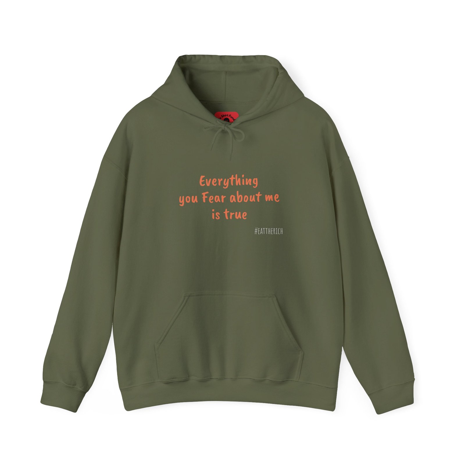 Eat The Rich Orange Ouroboros Hoodie – “Everything You Fear About Me Is True” Back Print - Image 13