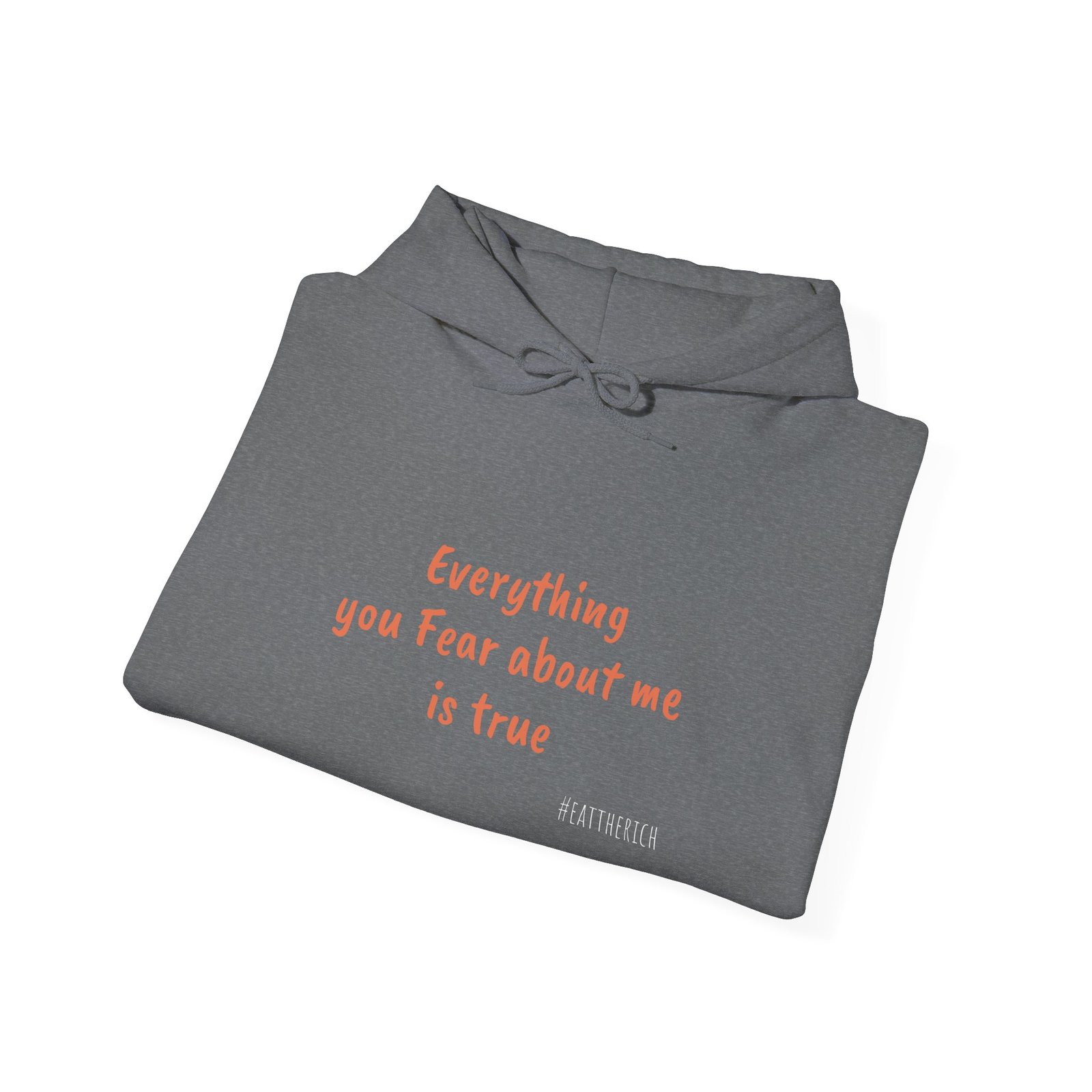 Eat The Rich Orange Ouroboros Hoodie – “Everything You Fear About Me Is True” Back Print - Image 4