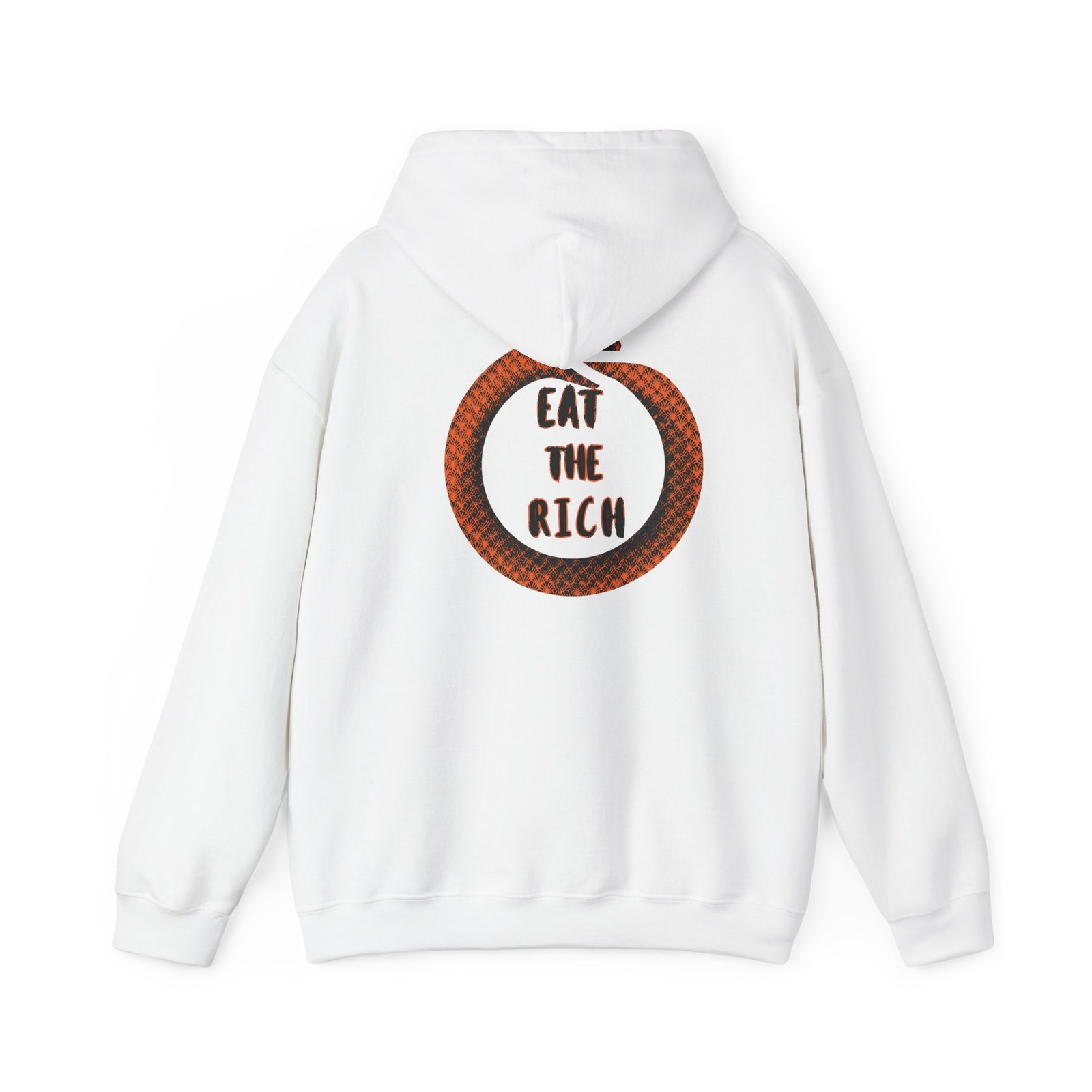 Eat The Rich Orange Ouroboros Hoodie – “Everything You Fear About Me Is True” Back Print - Image 6