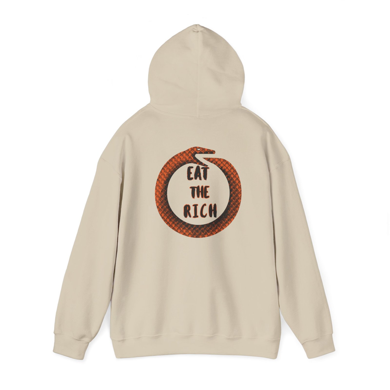 Eat The Rich Orange Ouroboros Hoodie – “Everything You Fear About Me Is True” Back Print - Image 11