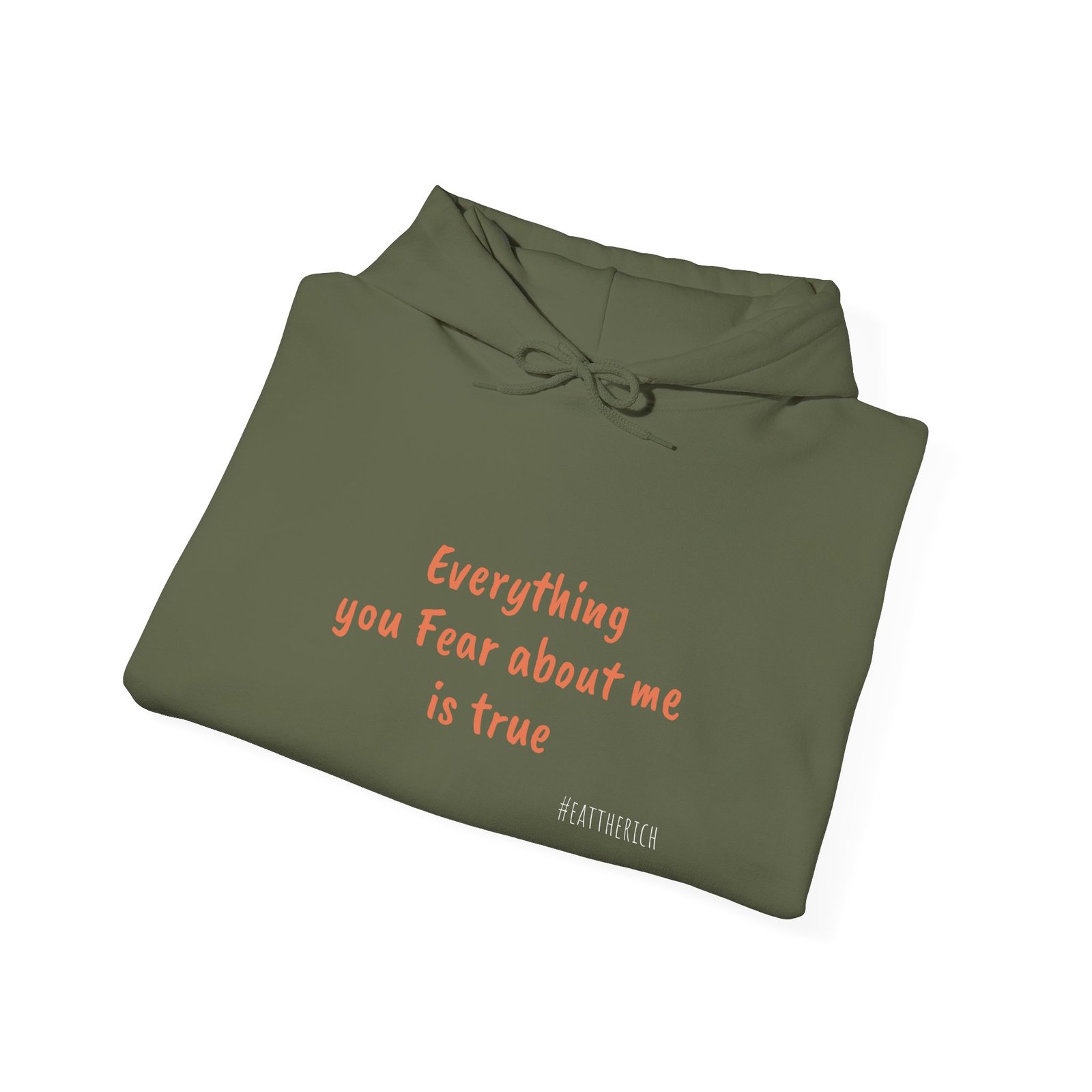 Eat The Rich Orange Ouroboros Hoodie – “Everything You Fear About Me Is True” Back Print - Image 16