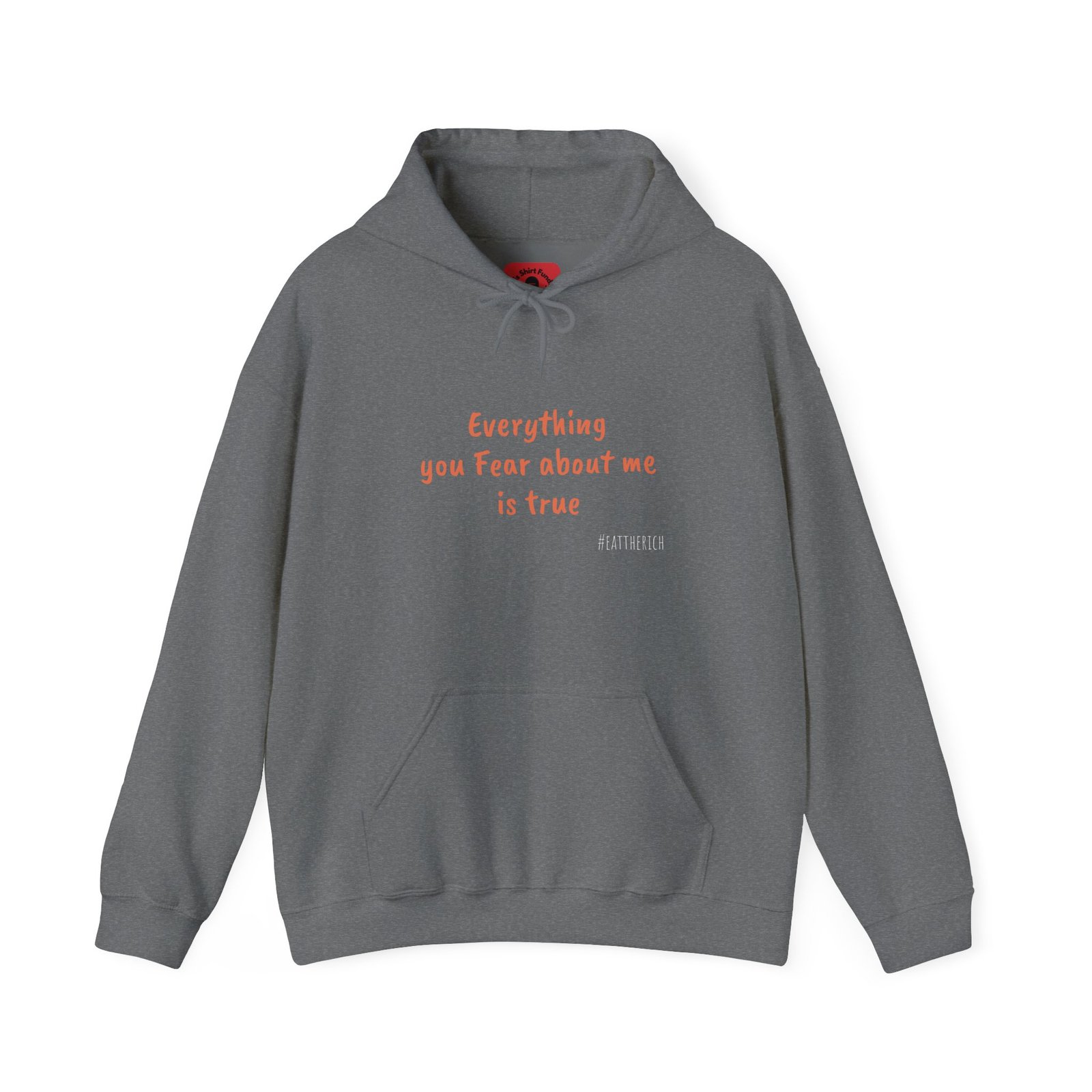 Eat The Rich Orange Ouroboros Hoodie – “Everything You Fear About Me Is True” Back Print - Image 2