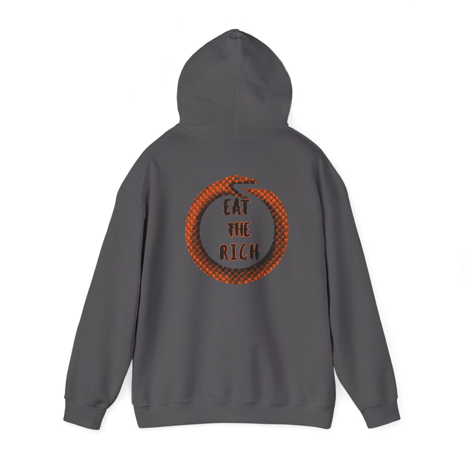 Eat The Rich Orange Ouroboros Hoodie – “Everything You Fear About Me Is True” Back Print - Image 19