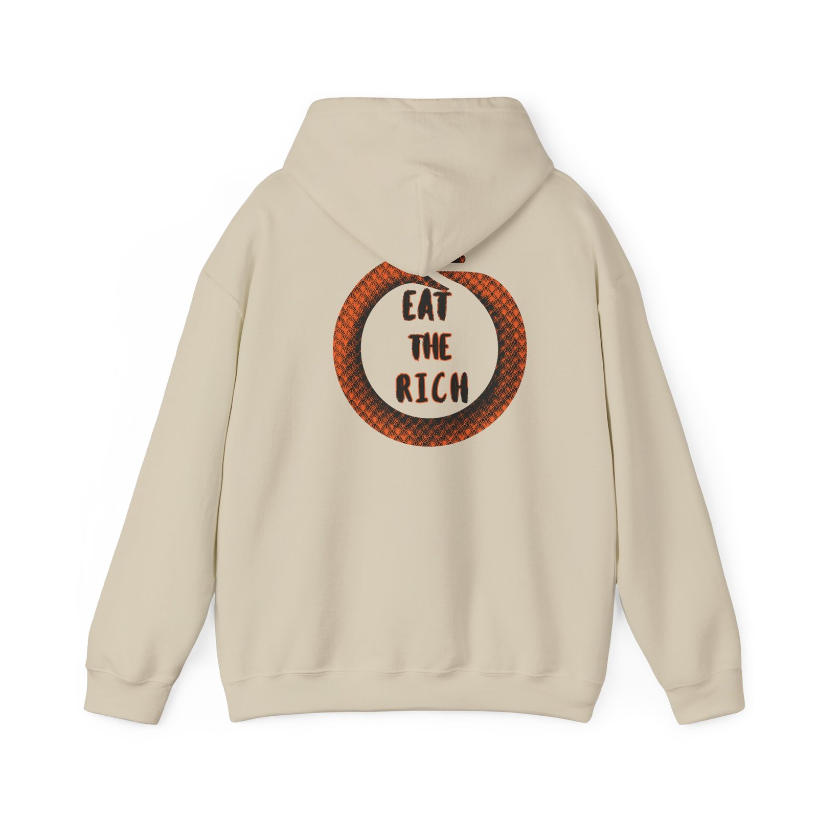 Eat The Rich Orange Ouroboros Hoodie – “Everything You Fear About Me Is True” Back Print - Image 10