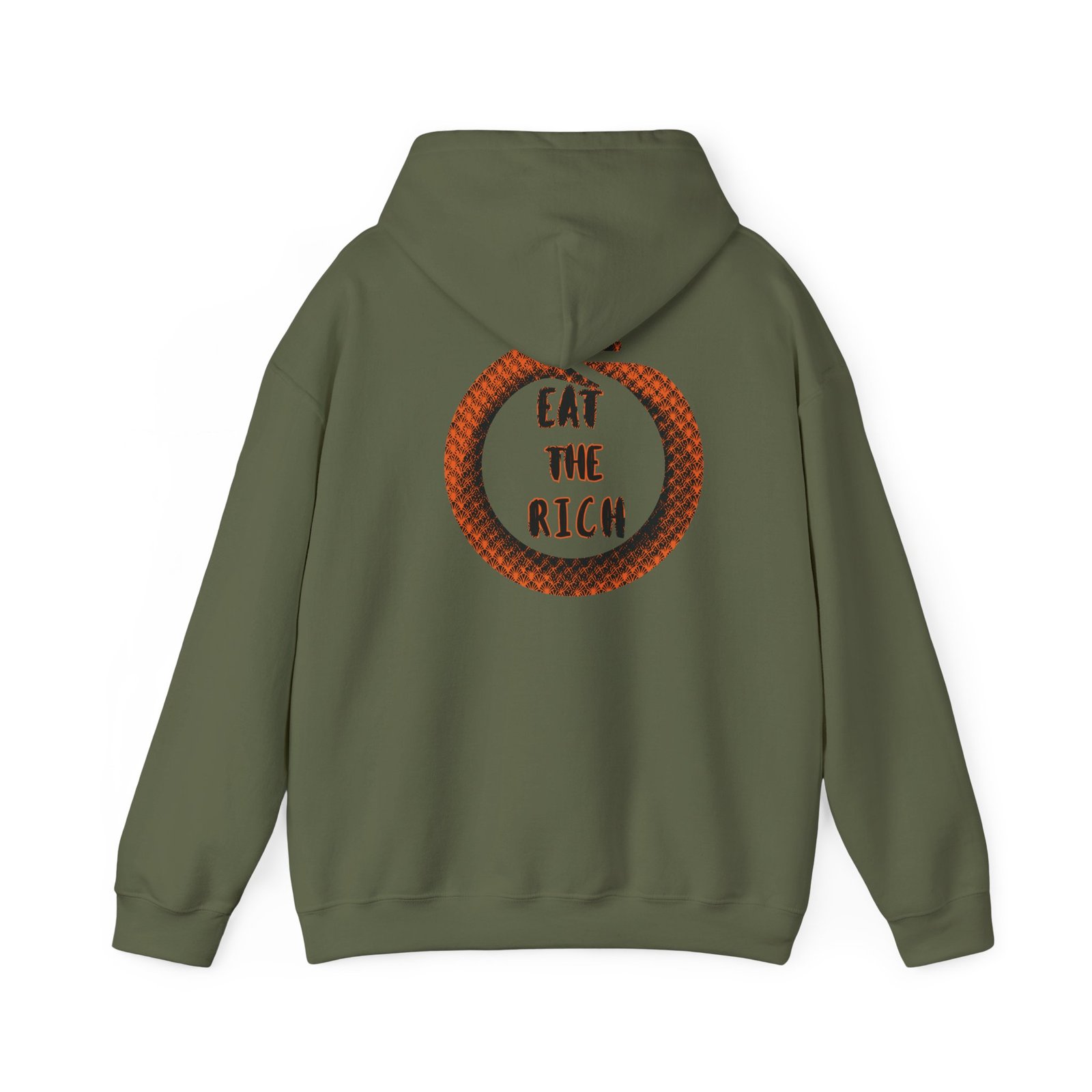 Eat The Rich Orange Ouroboros Hoodie – “Everything You Fear About Me Is True” Back Print - Image 14