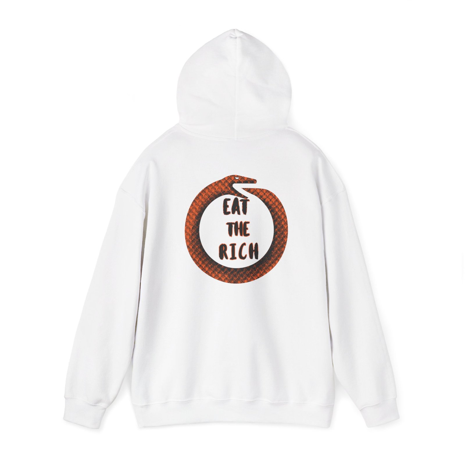 Eat The Rich Orange Ouroboros Hoodie – “Everything You Fear About Me Is True” Back Print - Image 7