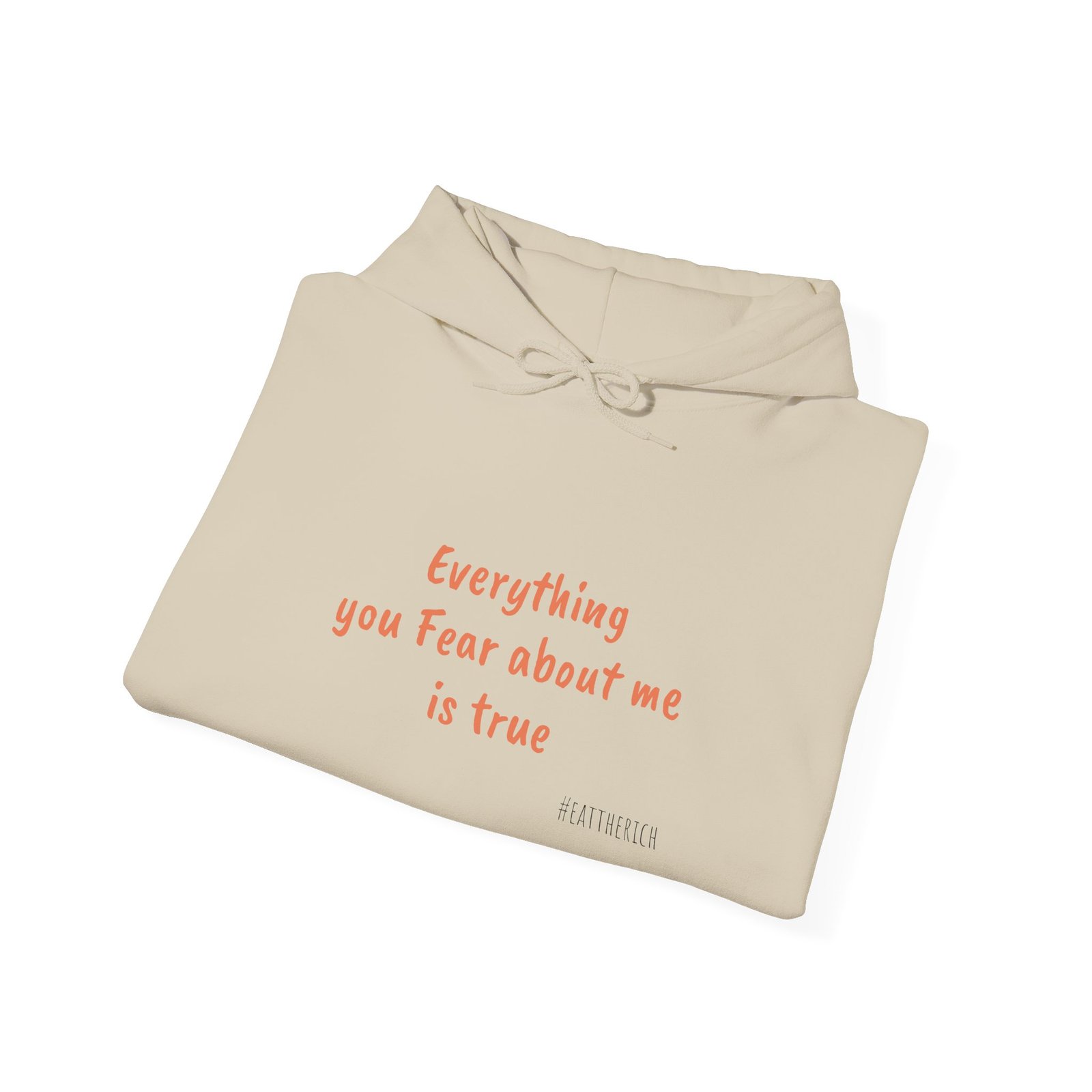 Eat The Rich Orange Ouroboros Hoodie – “Everything You Fear About Me Is True” Back Print - Image 12