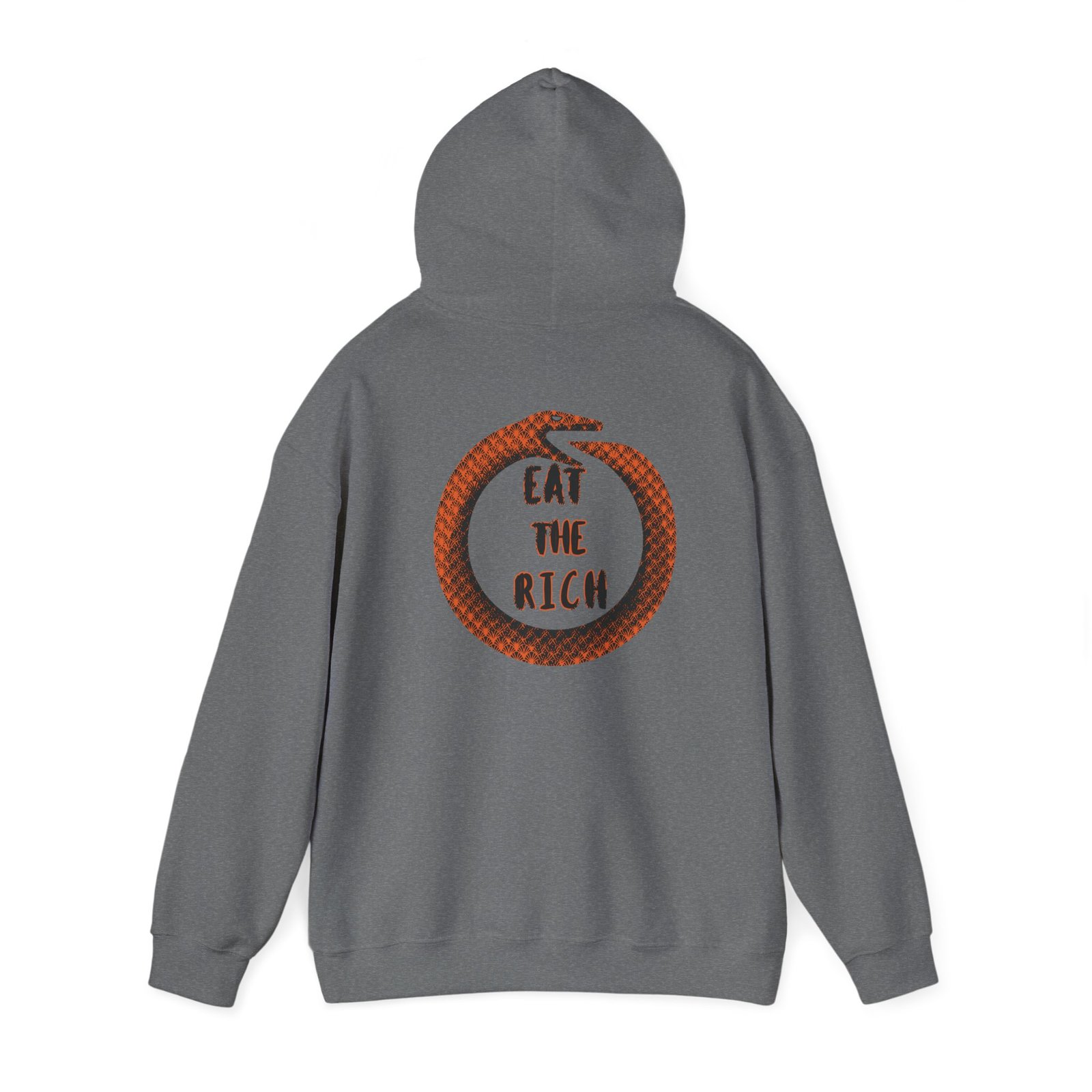 Eat The Rich Orange Ouroboros Hoodie – “Everything You Fear About Me Is True” Back Print - Image 3