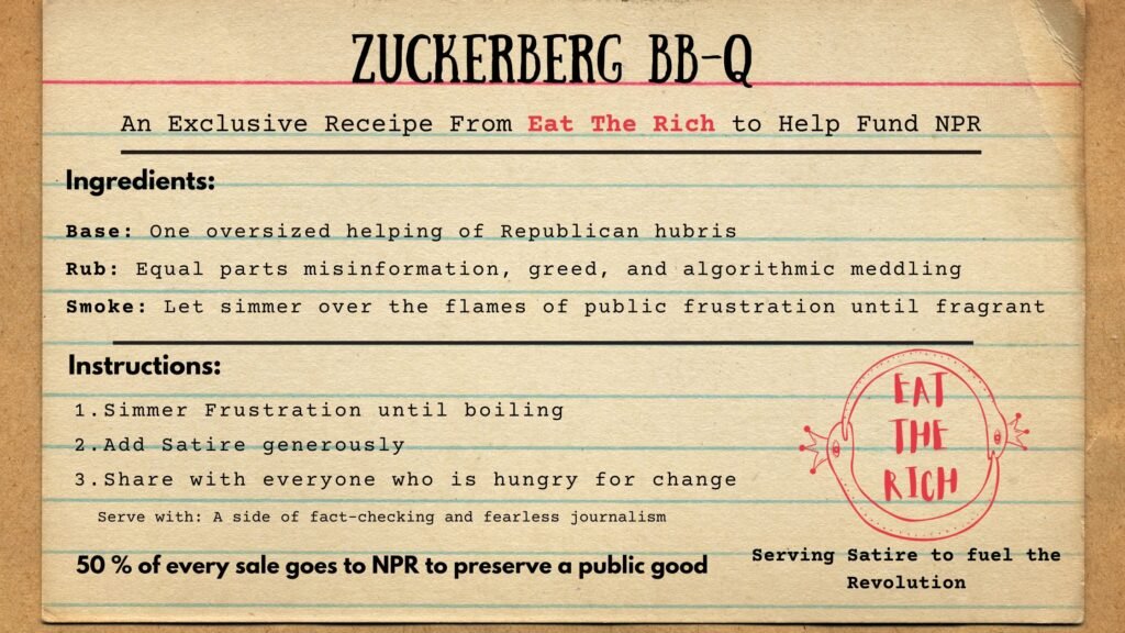 antique recipe card for zucker bbq