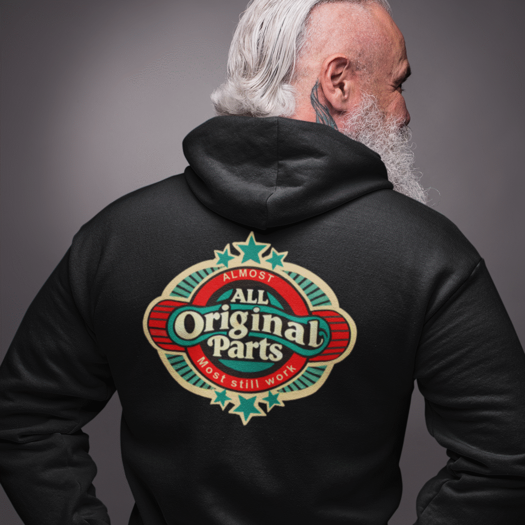 Almost All Original Parts retro black zipper up hoodie
