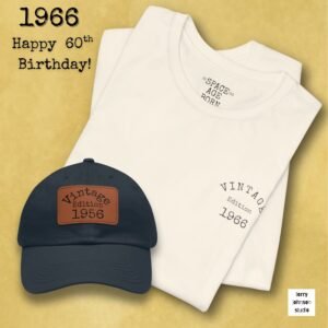 1966 light t shirt bundle. natural t and navy patch hat