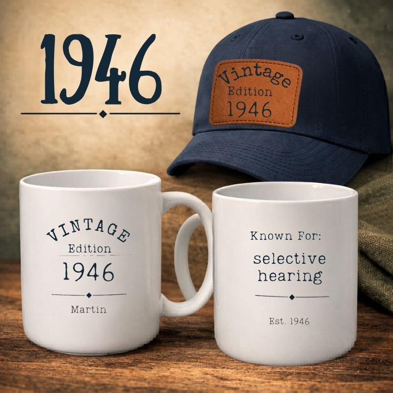 1946 Hat and Mug bundle gift mock up