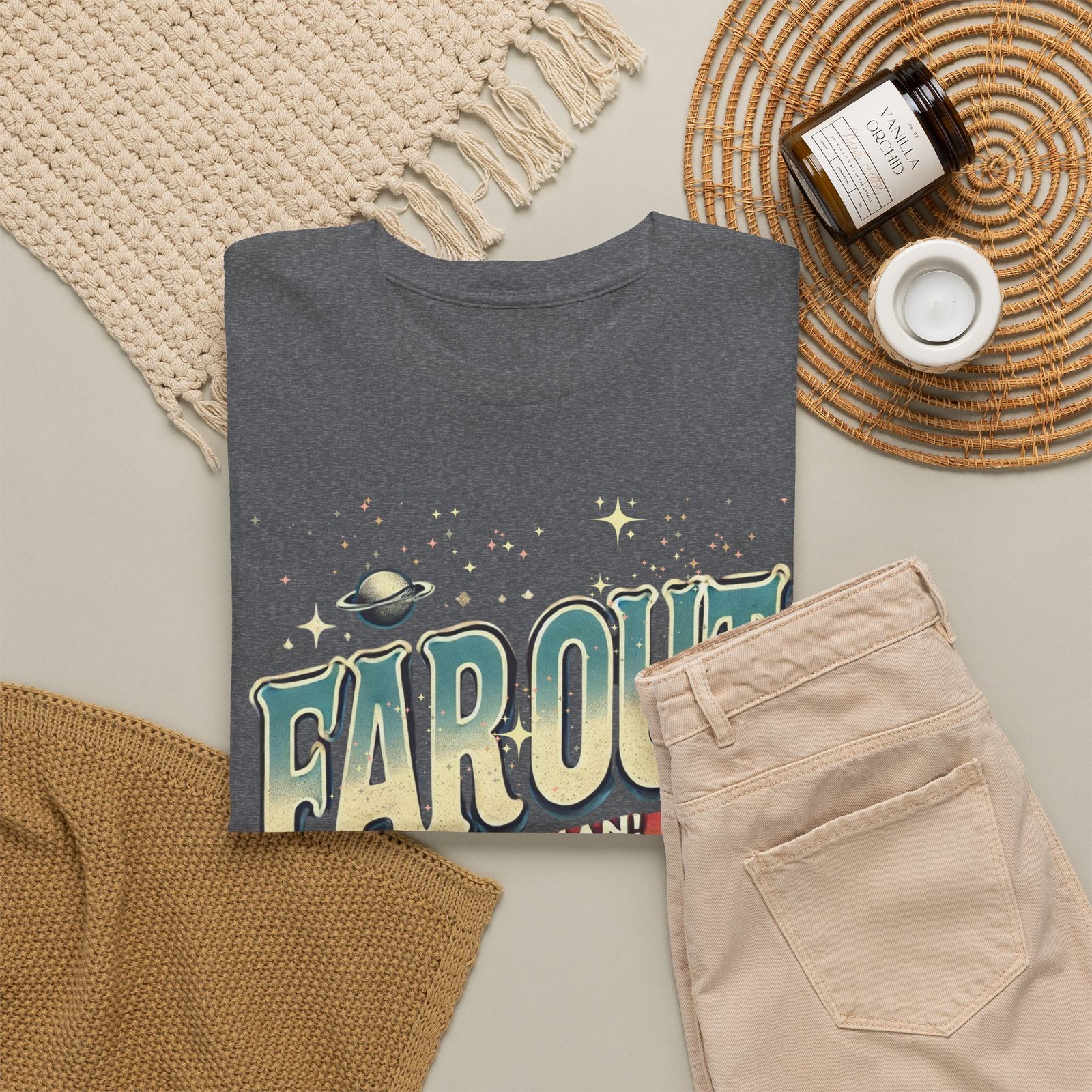Far Out Man! Retro Flying Saucer T-Shirt – 70s Slogan Sci-Fi Gift - Image 4